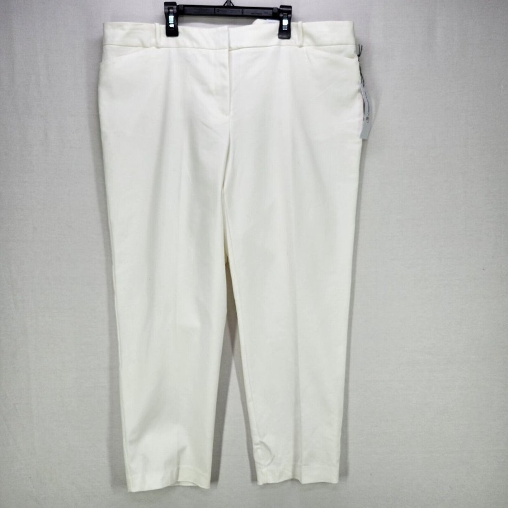 Liz Claiborne Womens Ankle Capri Stretch Pants Size 18 Career Emma Classic White - Picture 8 of 15